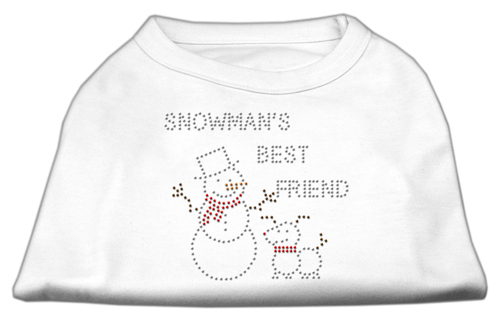 Snowman's Best Friend Rhinestone Shirt White L